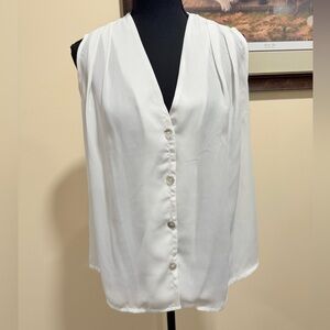 Blue Sol White Buttoned Relaxed Blouse